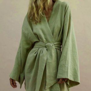 V-Neck Kimono Cardigan Mini Dress